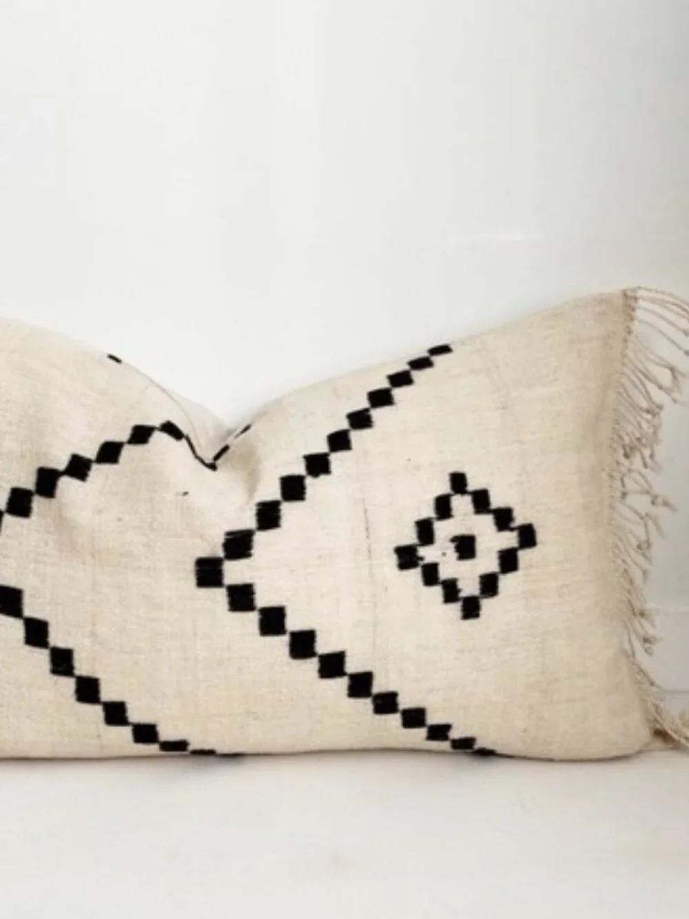 Vintage Boho Bhujodi Indian Wool Lumbar Pillow Cove